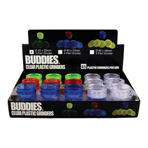 Buddies Πλαστικό 42mm 3 Parts Grinder (Συσκευασία 45 Τεμαχίων)